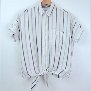 Madewell Tie Front Shirt in Blue Stripe Medium Size XS